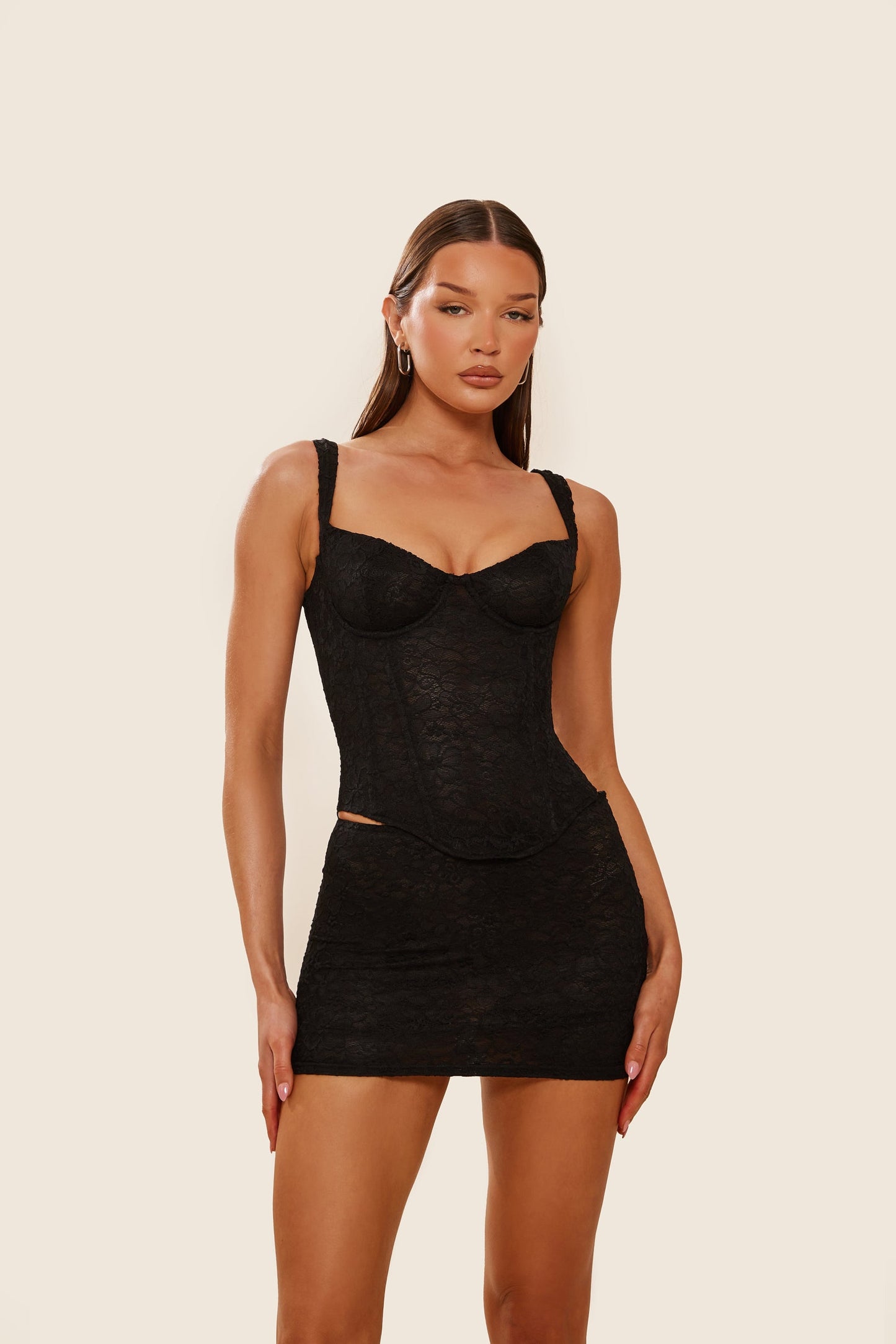 The Cinched Lace Corset in Black