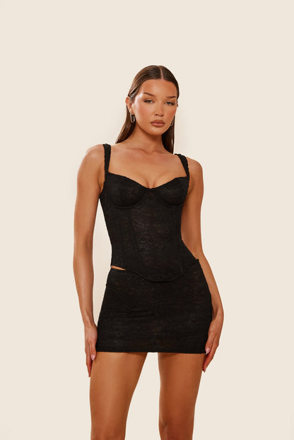 The Cinched Lace Corset in Black