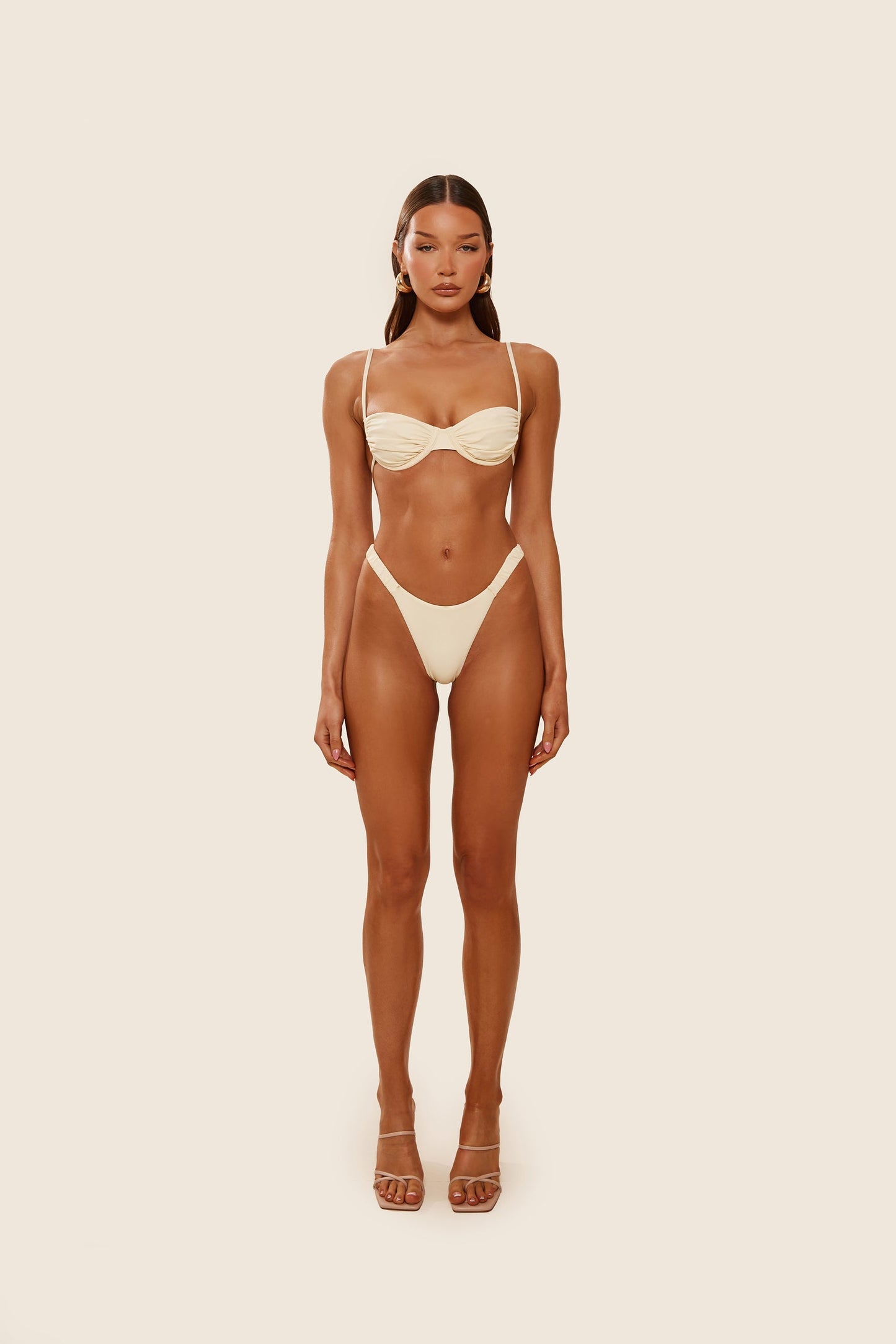 The Ruched Cup Bikini in Cream