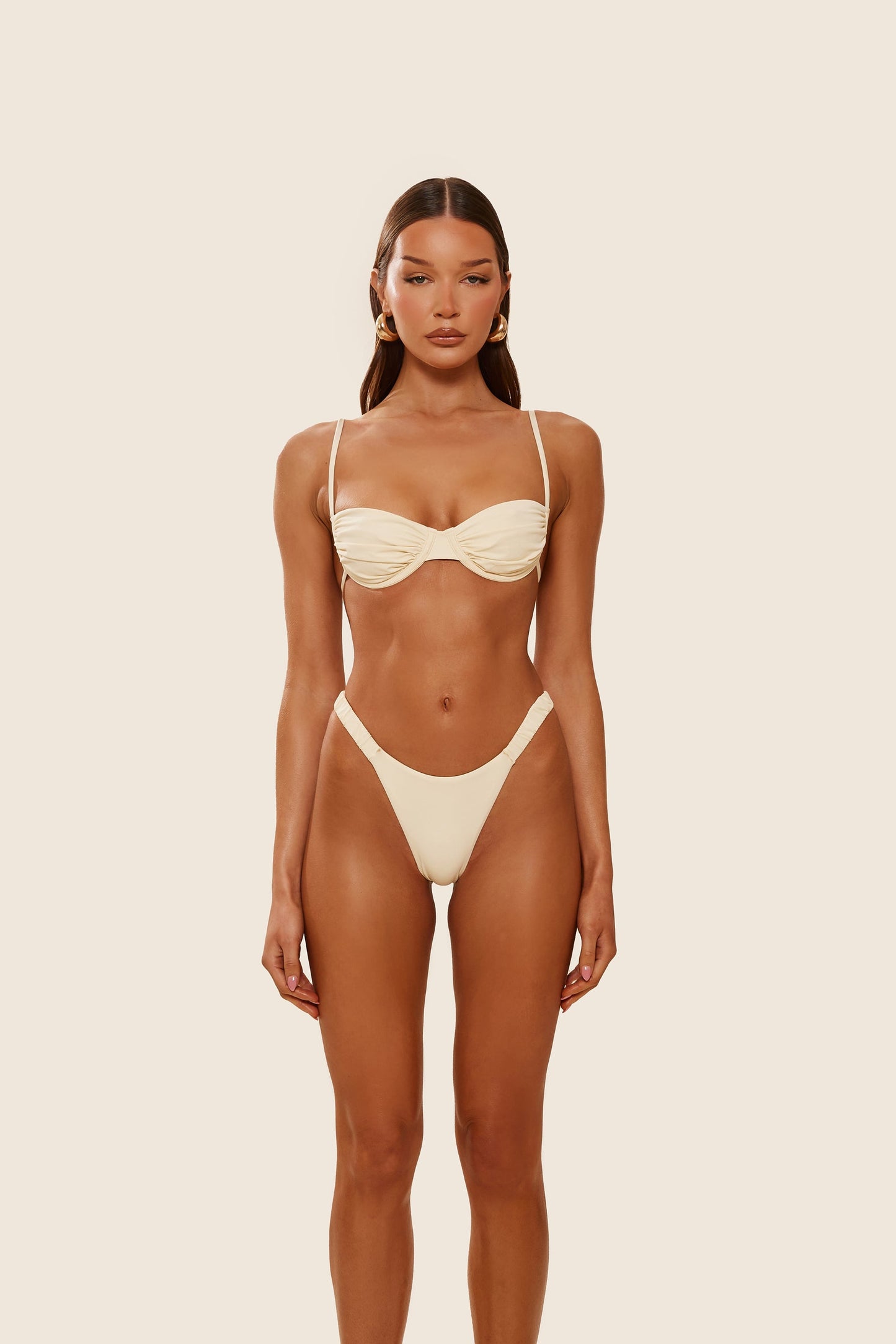 The Ruched Cup Bikini in Cream