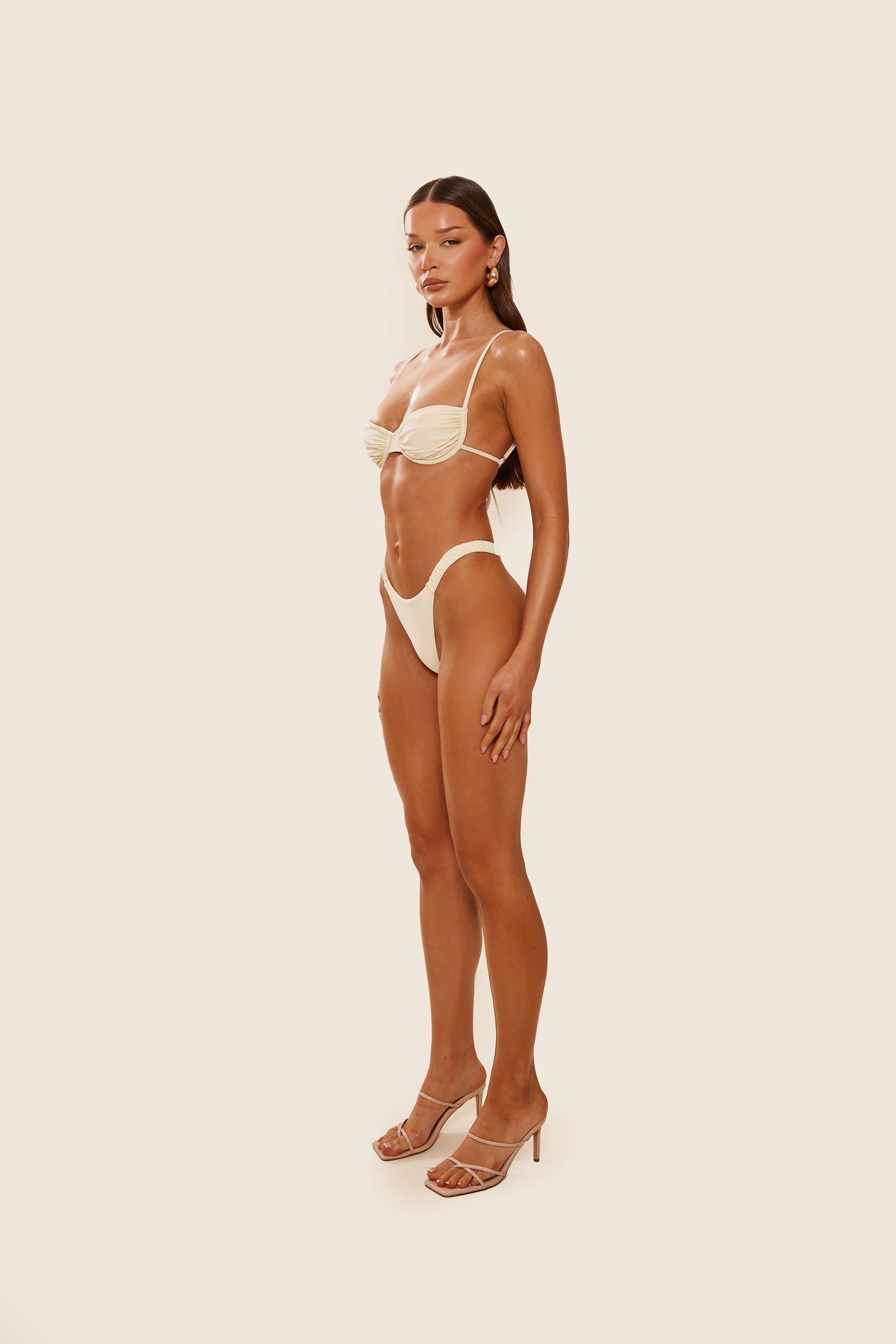 The Ruched Cup Bikini in Cream