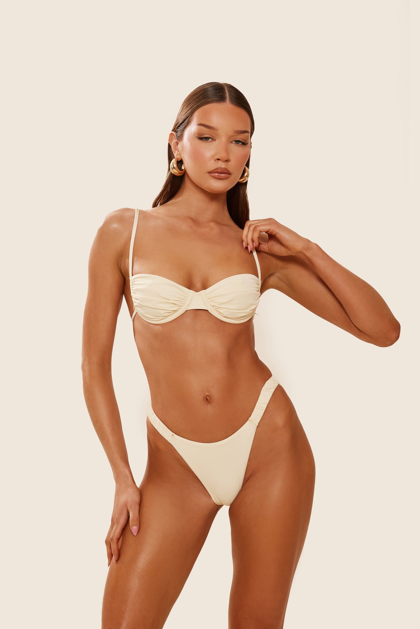 The Ruched Cup Bikini in Cream
