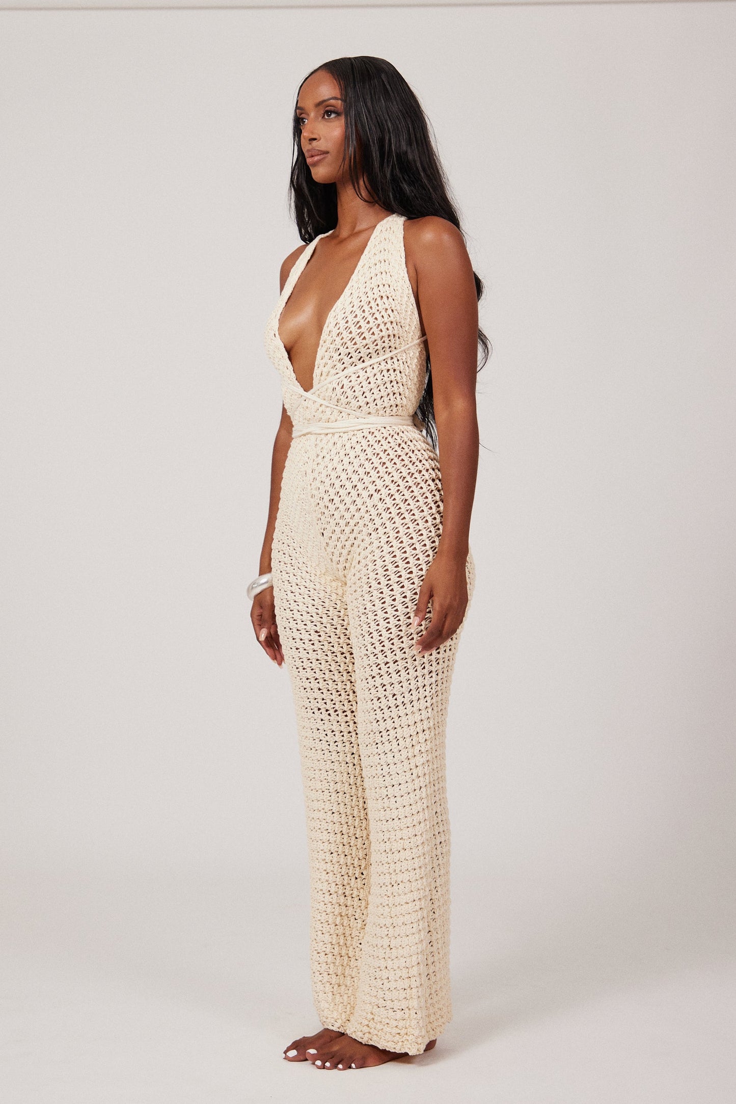 The Crochet Fishtail jumpsuit - Cream
