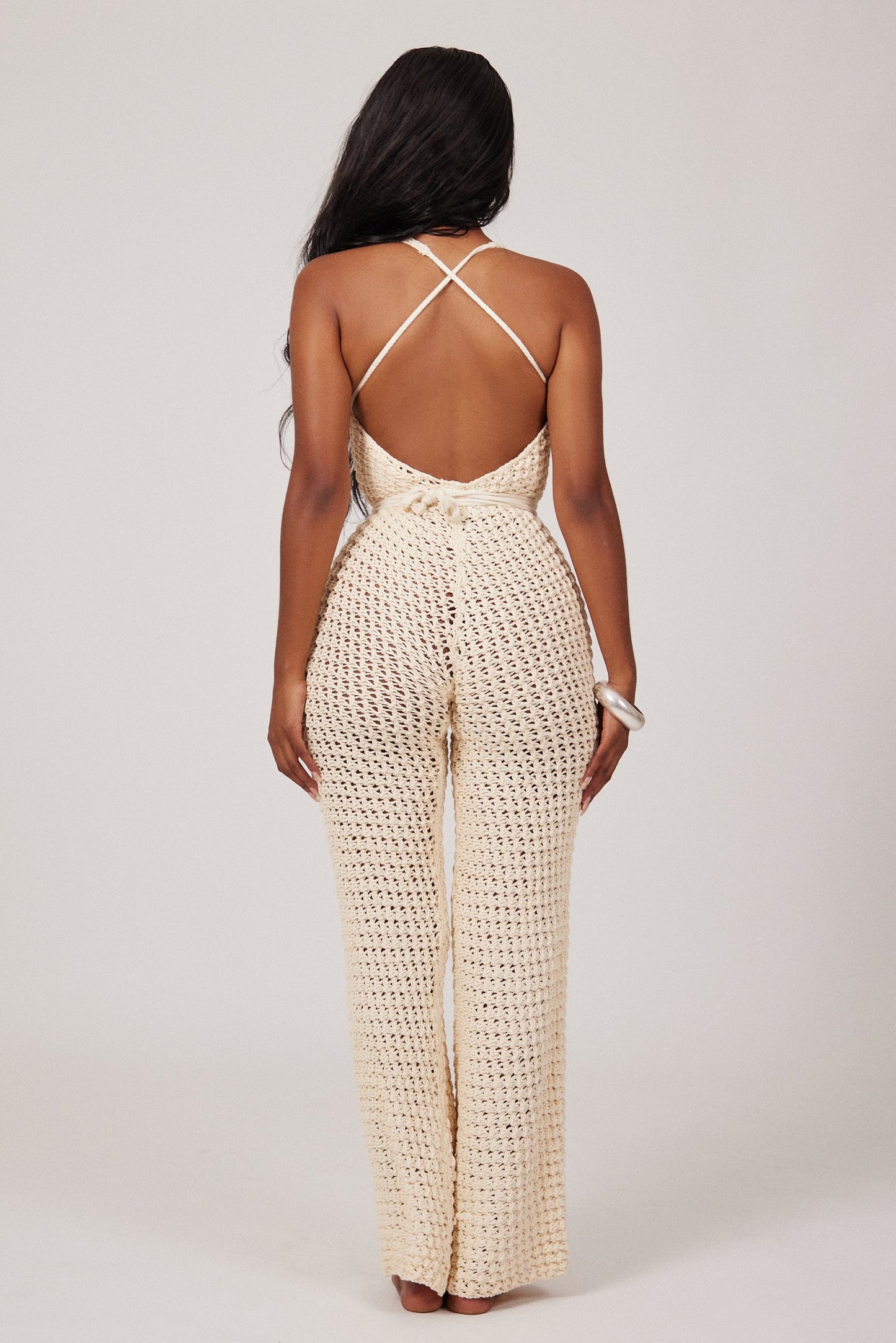 The Crochet Fishtail jumpsuit - Cream