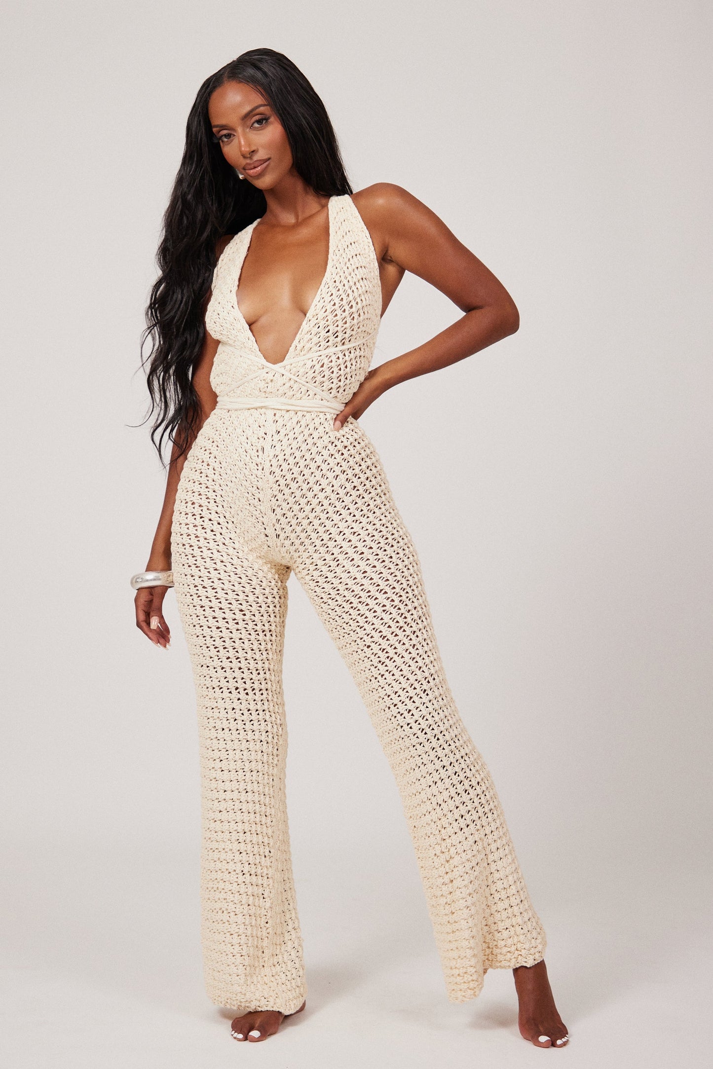 The Crochet Fishtail jumpsuit - Cream