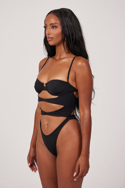 The Cut Out Cup Swim in Black