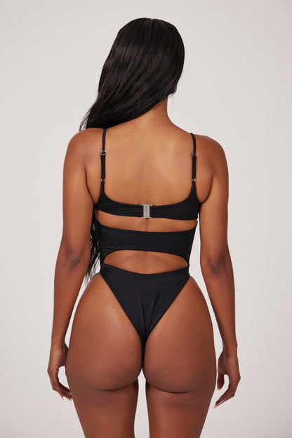 The Cut Out Cup Swim in Black