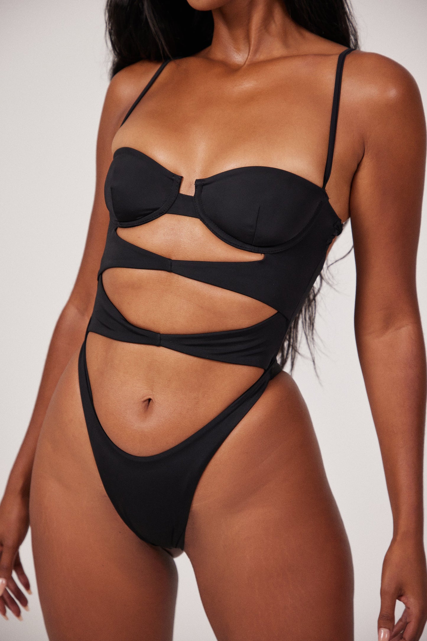 The Cut Out Cup Swim in Black