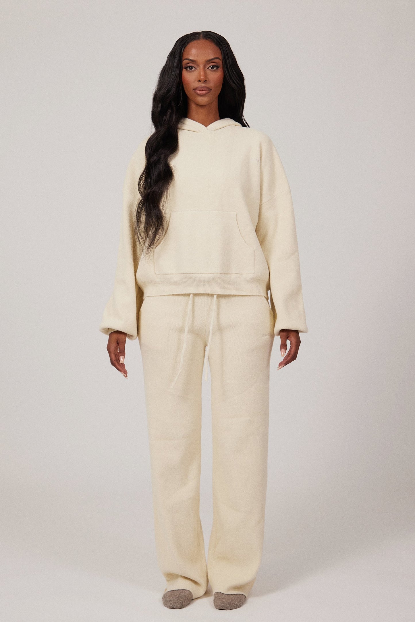 The Mars Soft Knit Hoodie in Cream