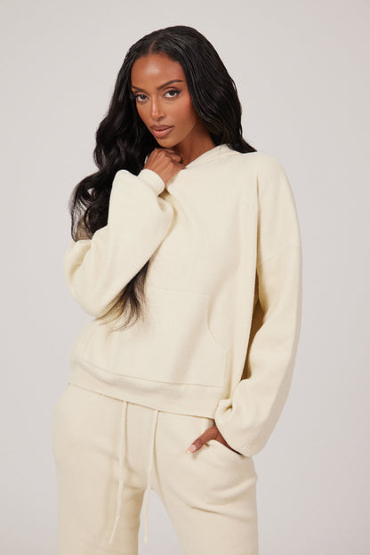 The Mars Soft Knit Hoodie in Cream