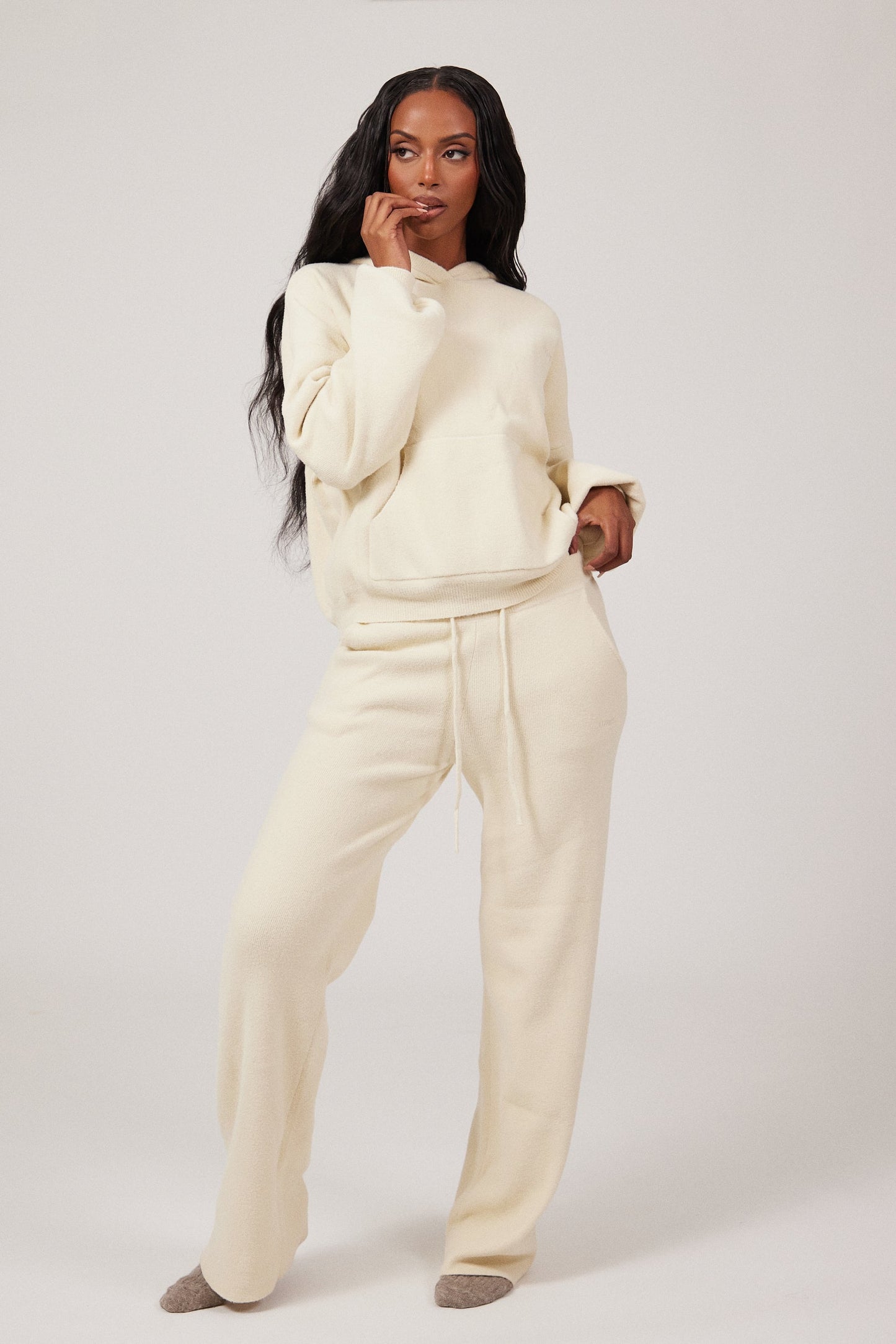 The Mars Soft Knit Hoodie in Cream