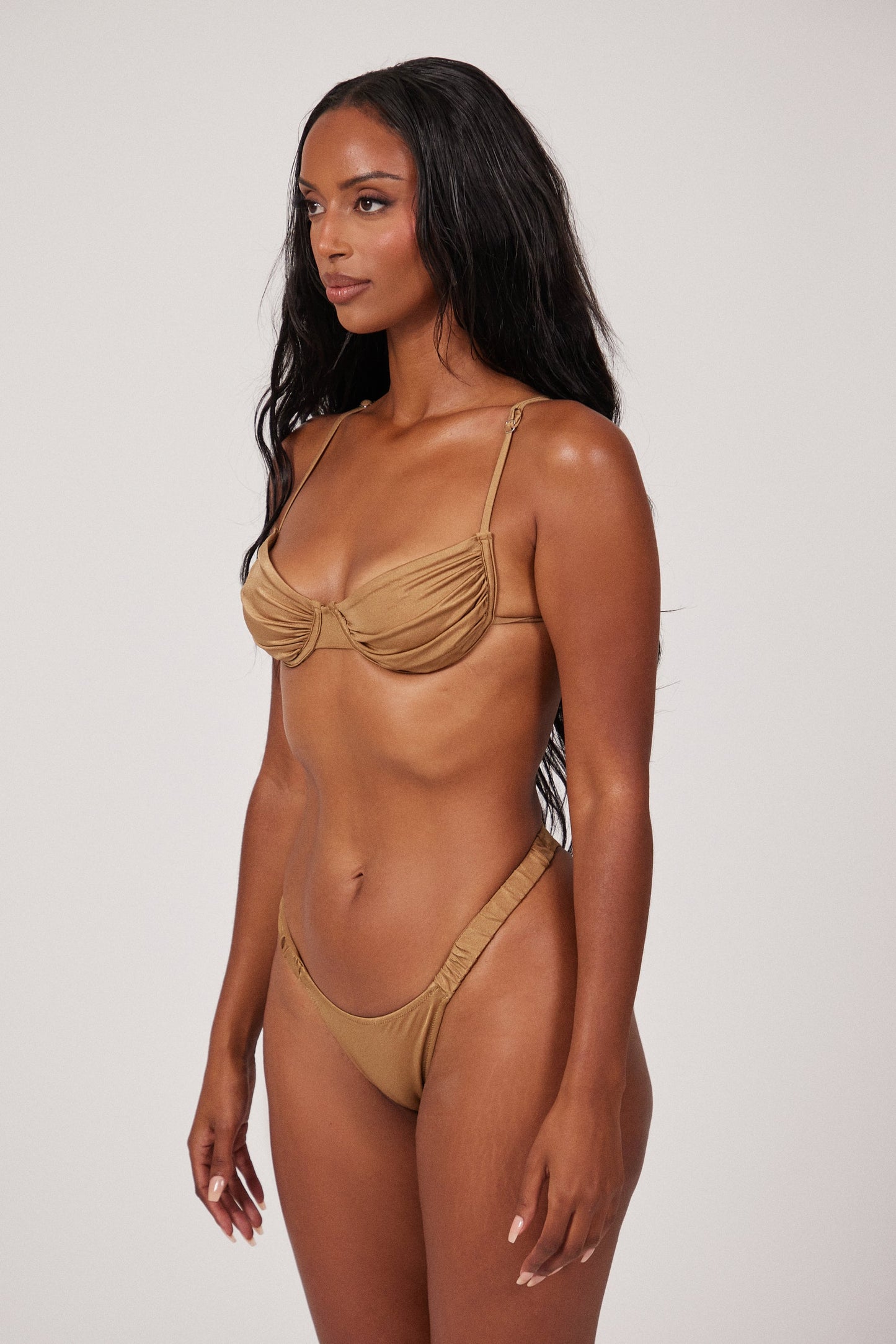 The Ruched Cup Bikini in Light bronze