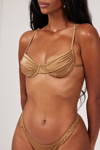 The Ruched Cup Bikini in Light bronze