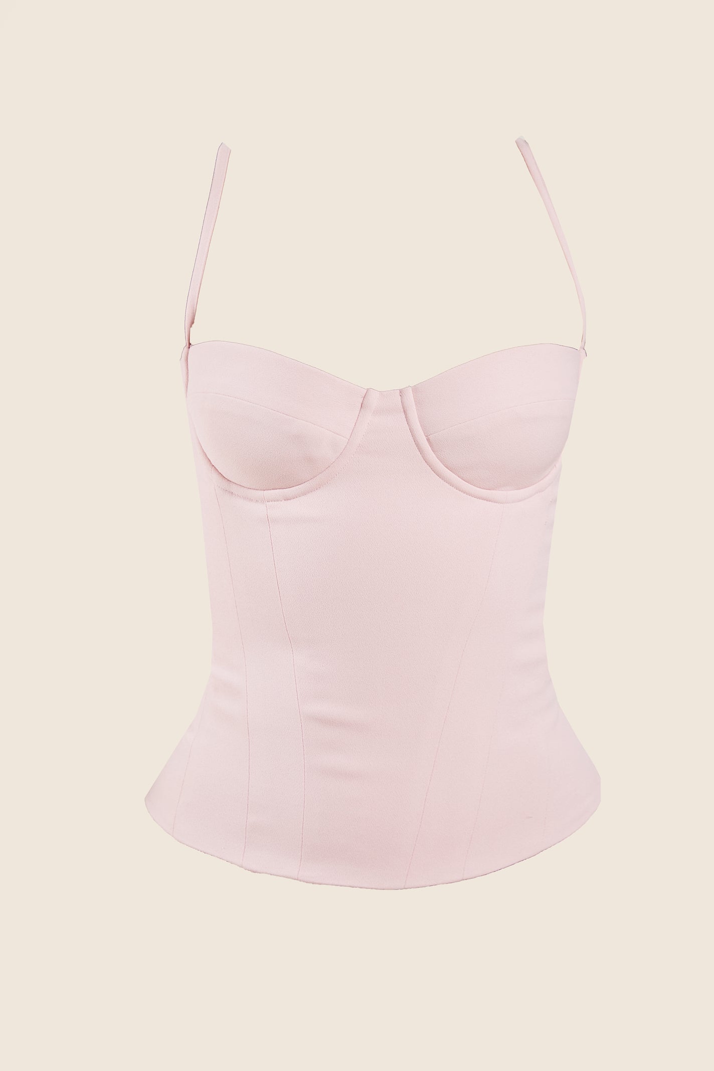 The Everly Lace Up Corset Top in Baby Pink