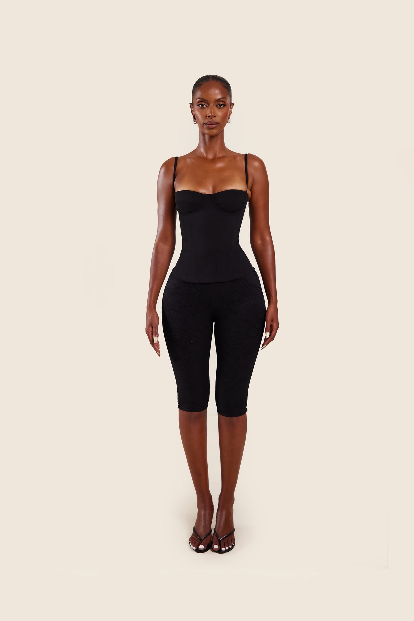 The Everly Lace Up Corset Top in Black