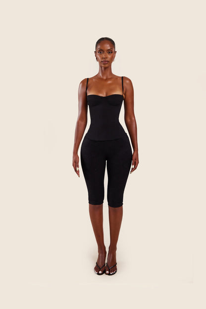 The Everly Lace Up Corset Top in Black