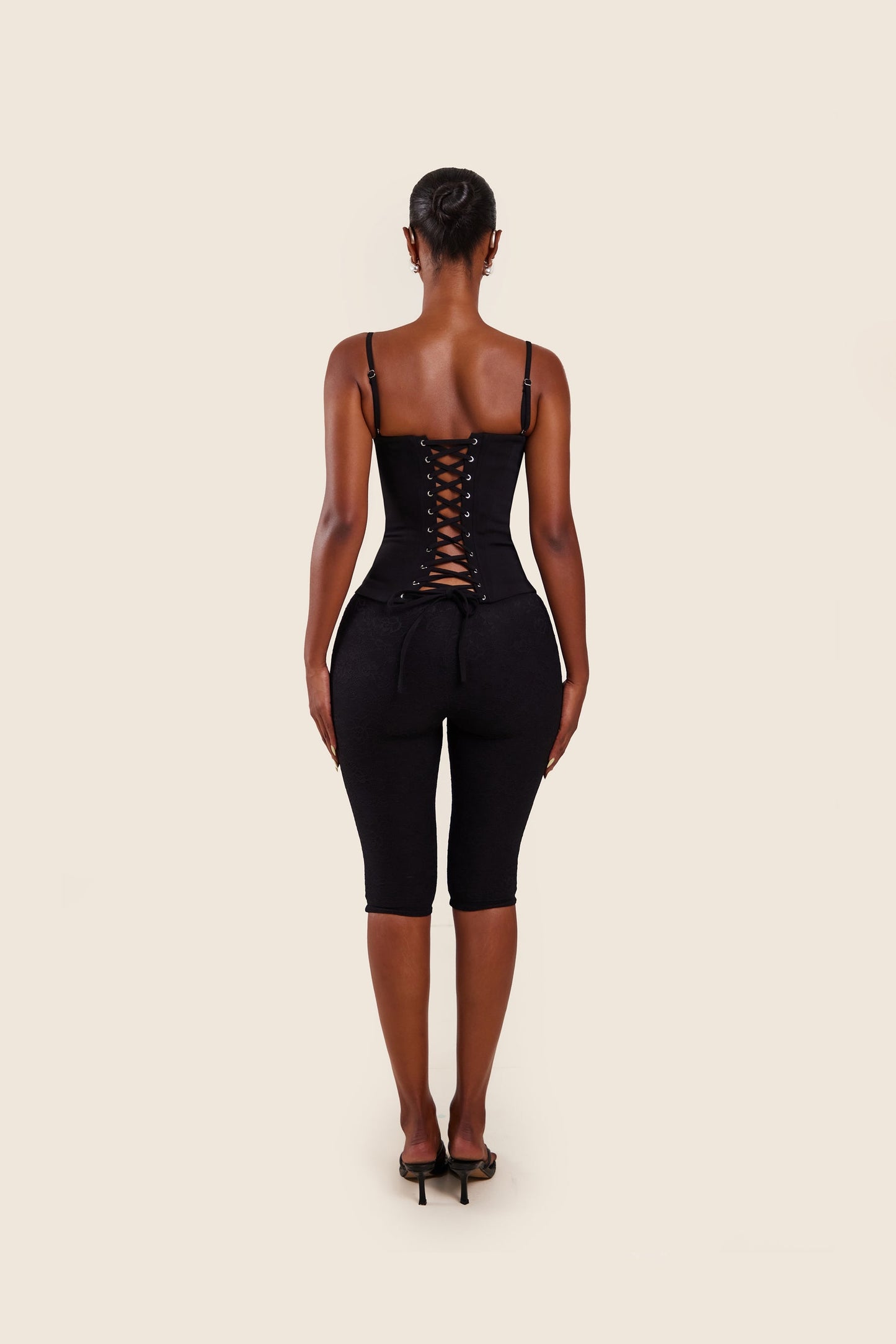 The Everly Lace Up Corset Top in Black
