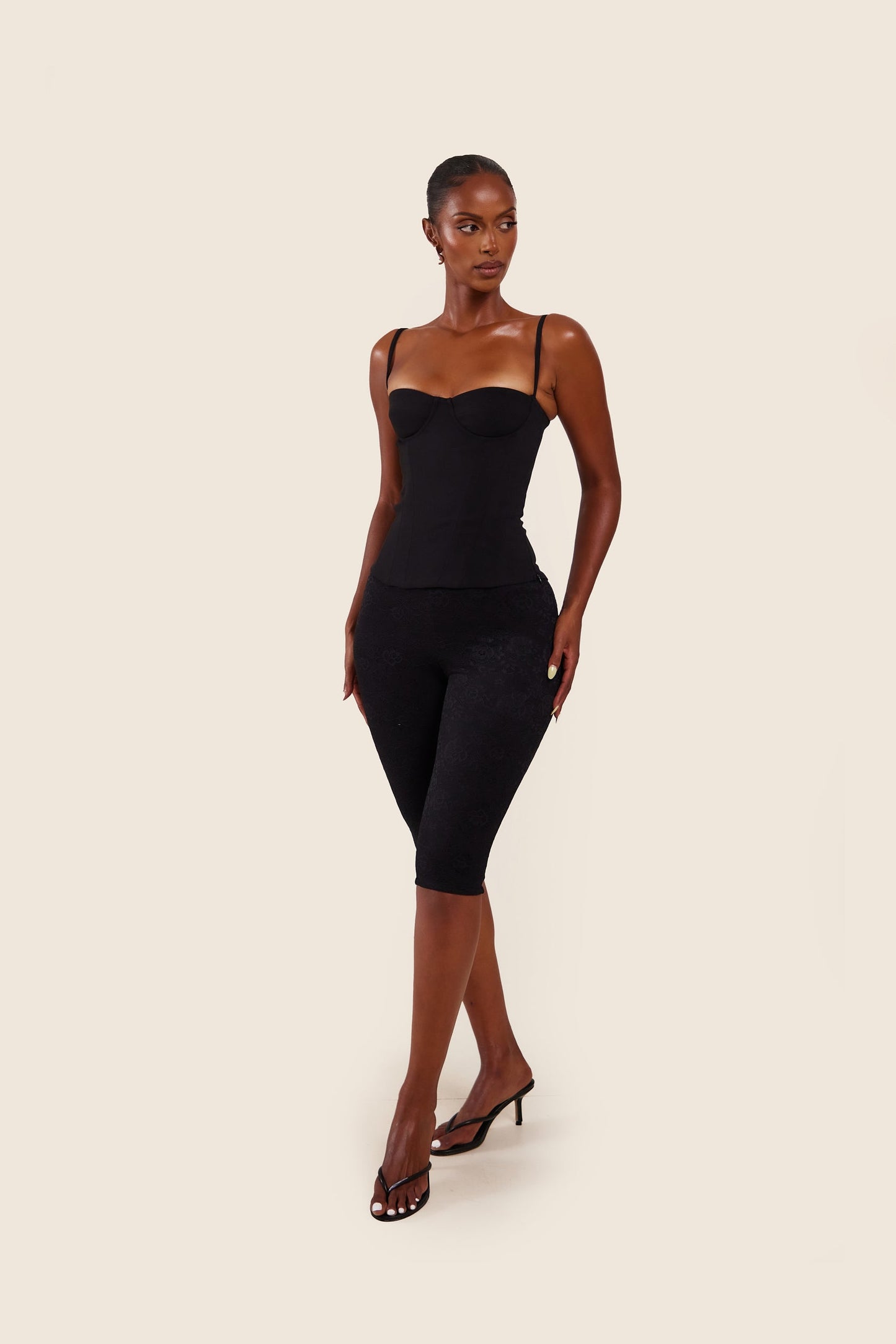 The Everly Lace Up Corset Top in Black