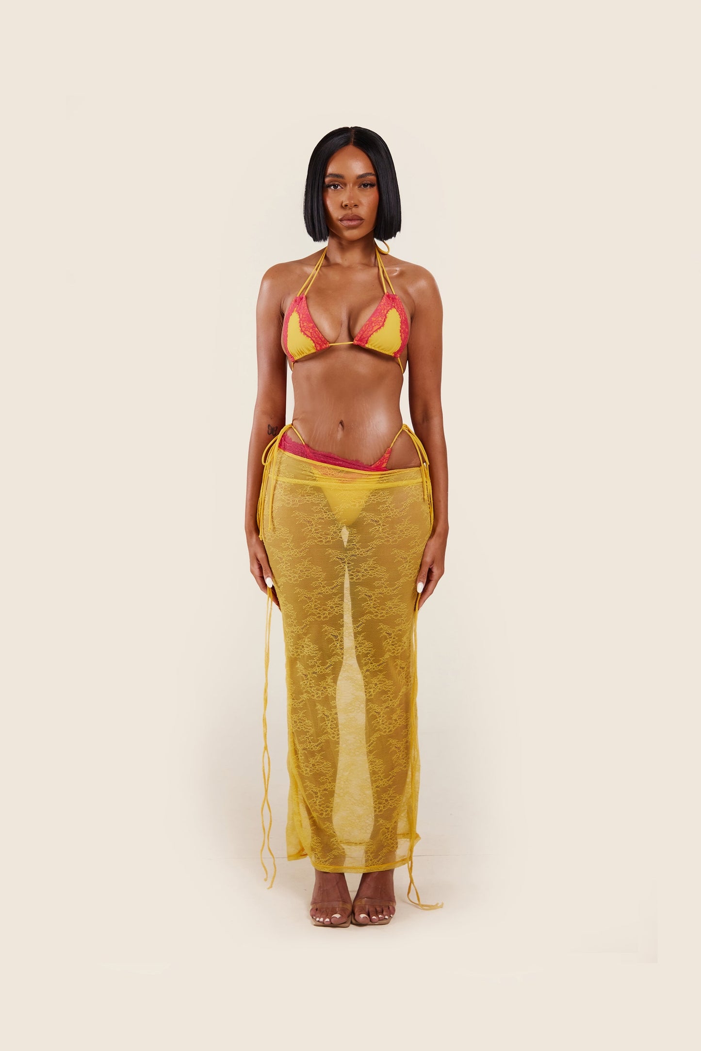 The Ray Lace Maxi Skirt in Orange