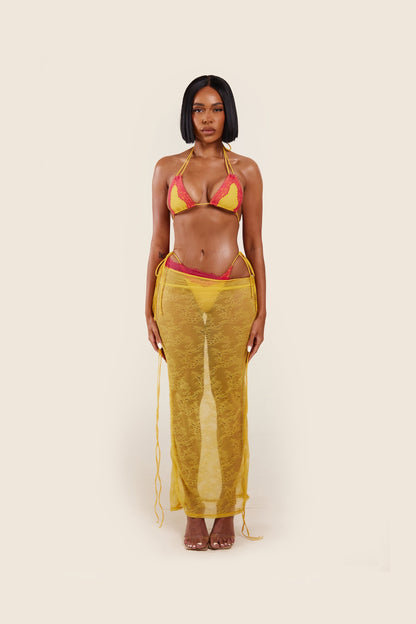 The Ray Lace Maxi Skirt in Orange