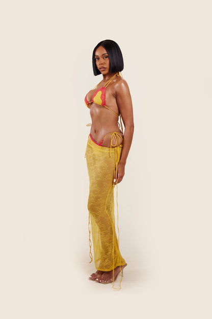 The Ray Lace Maxi Skirt in Orange