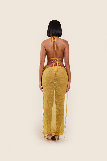 The Ray Lace Maxi Skirt in Orange