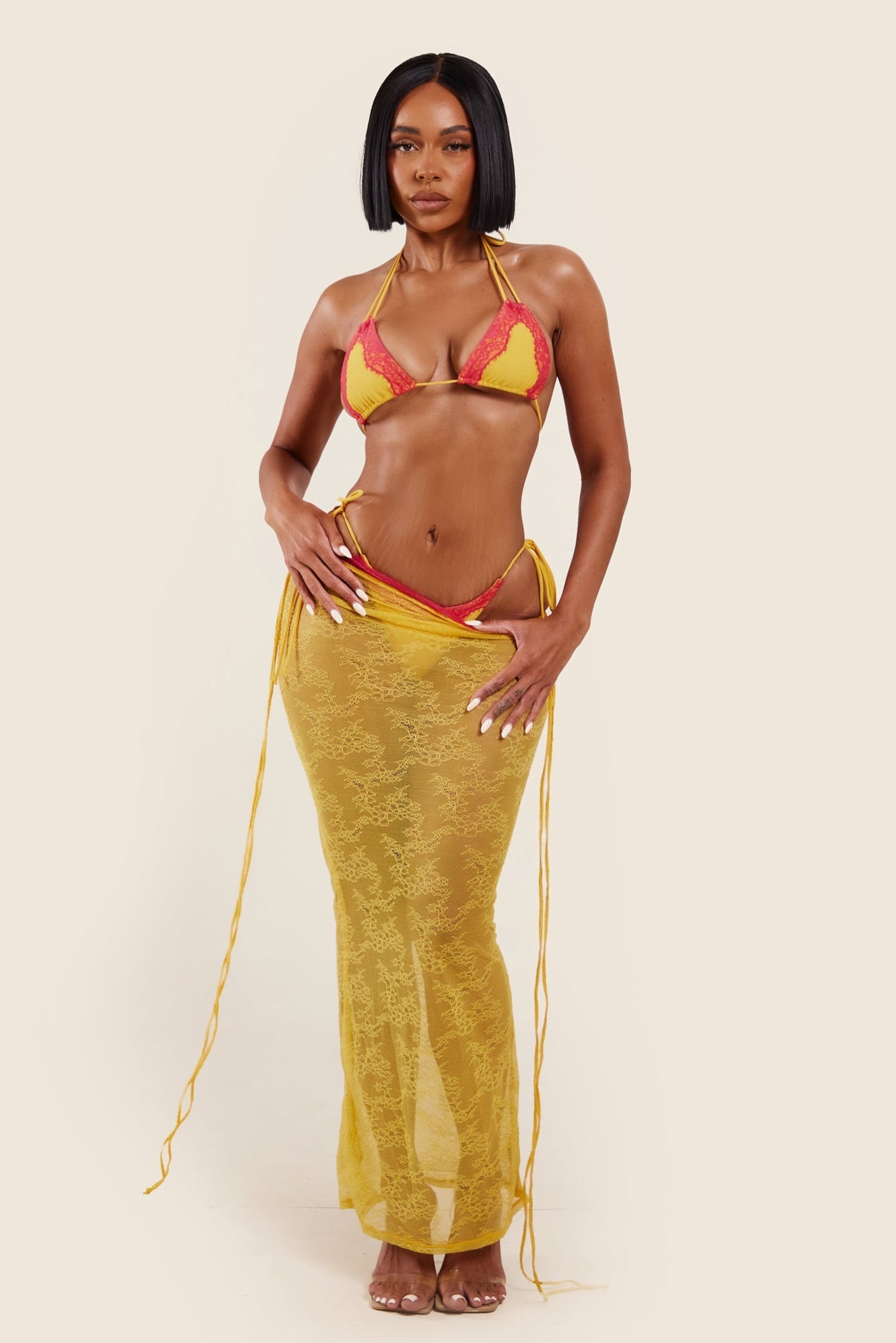 The Ray Lace Maxi Skirt in Orange