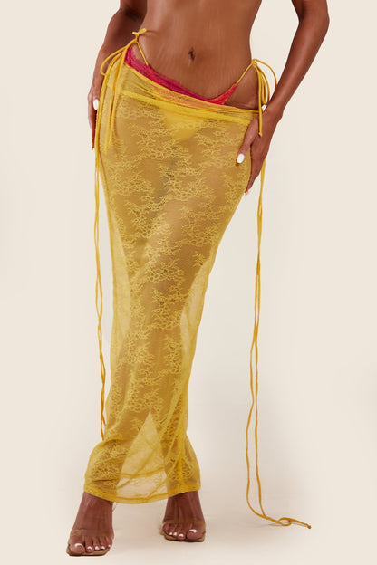 The Ray Lace Maxi Skirt in Orange
