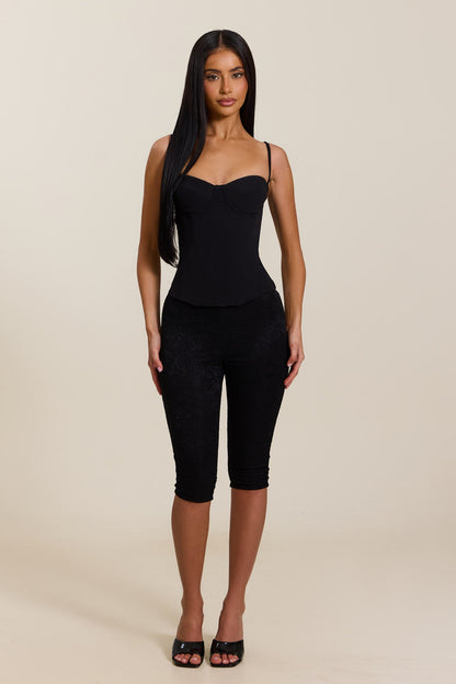 The Everly Lace Up Corset Top in Black