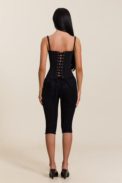 The Everly Lace Up Corset Top in Black