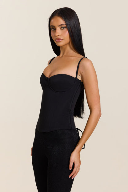 The Everly Lace Up Corset Top in Black
