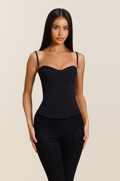 The Everly Lace Up Corset Top in Black