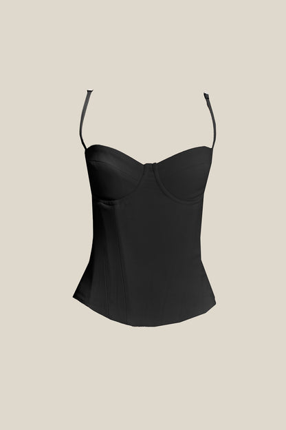 The Everly Lace Up Corset Top in Black