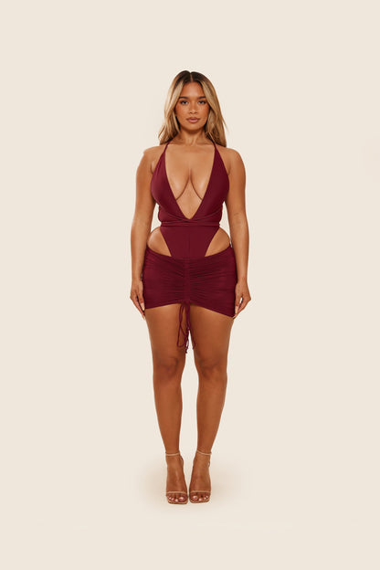 The Fishtail Swimsuit in Wine