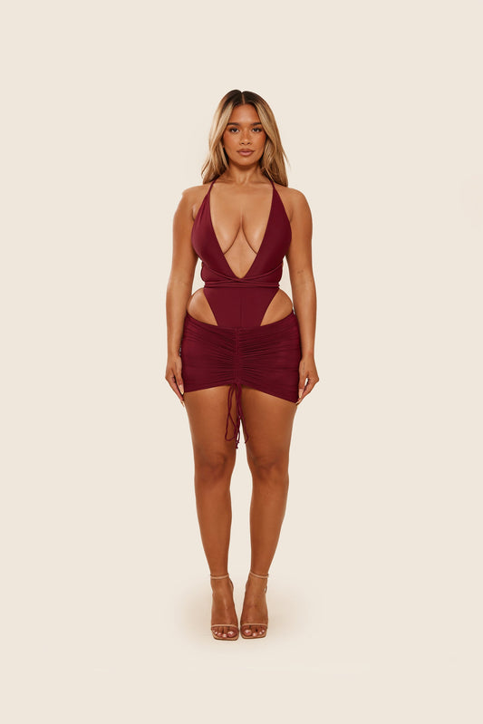 The Fishtail Swimsuit in Wine