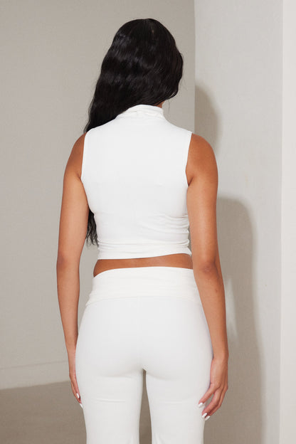 The Sculpt High Neck Top in White