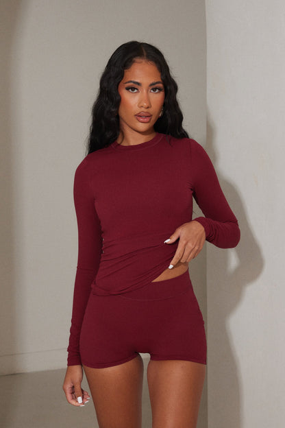 The Sculpt Shorts in Wine