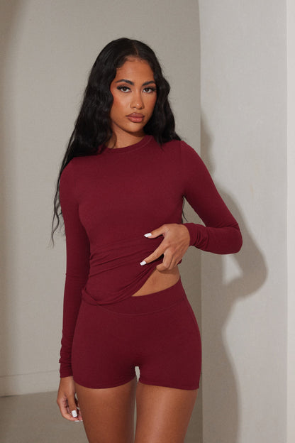 The Sculpt Shorts in Wine