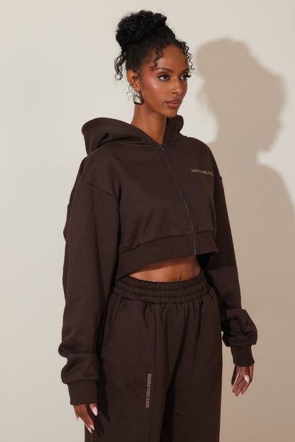 The Essentials Cropped Jacket in Brown