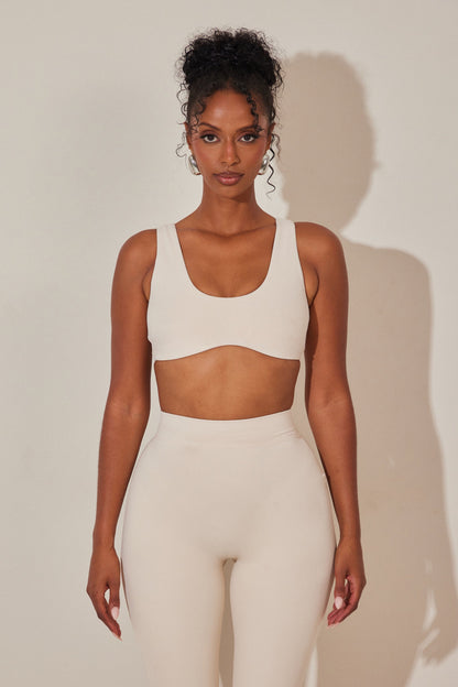 The Scoop Neck Sculpt Bralet in Stone