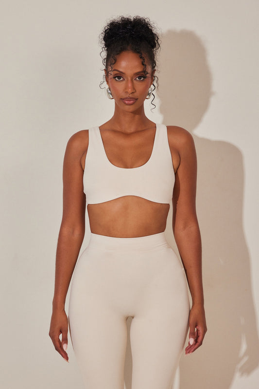 The Scoop Neck Sculpt Bralet in Stone