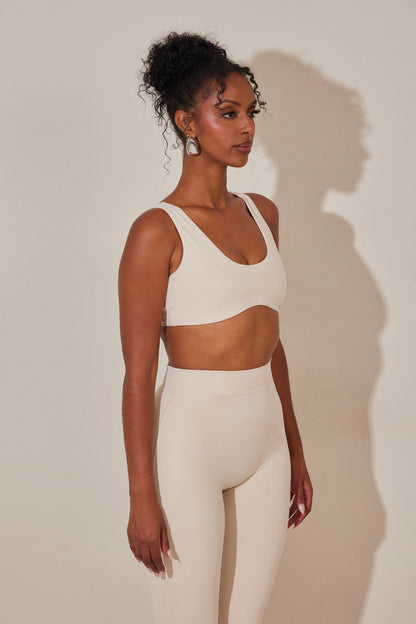The Scoop Neck Sculpt Bralet in Stone