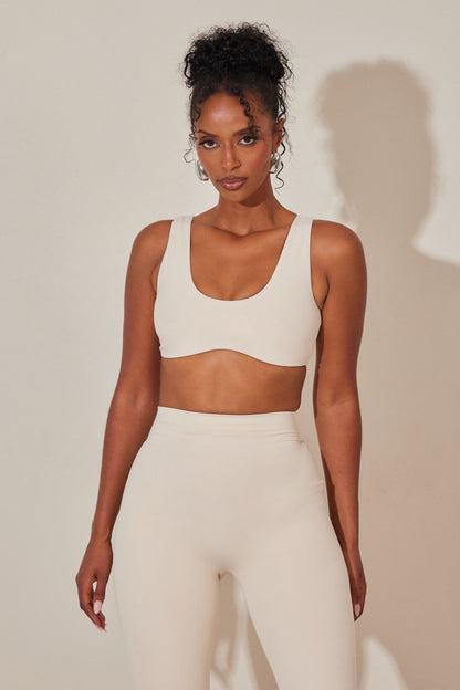 The Scoop Neck Sculpt Bralet in Stone