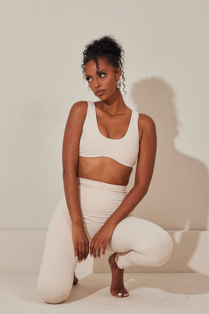 The Scoop Neck Sculpt Bralet in Stone