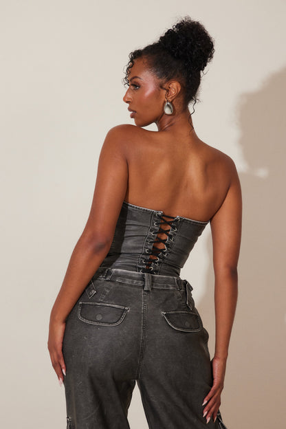 The Zeda Corset in Grey Wash