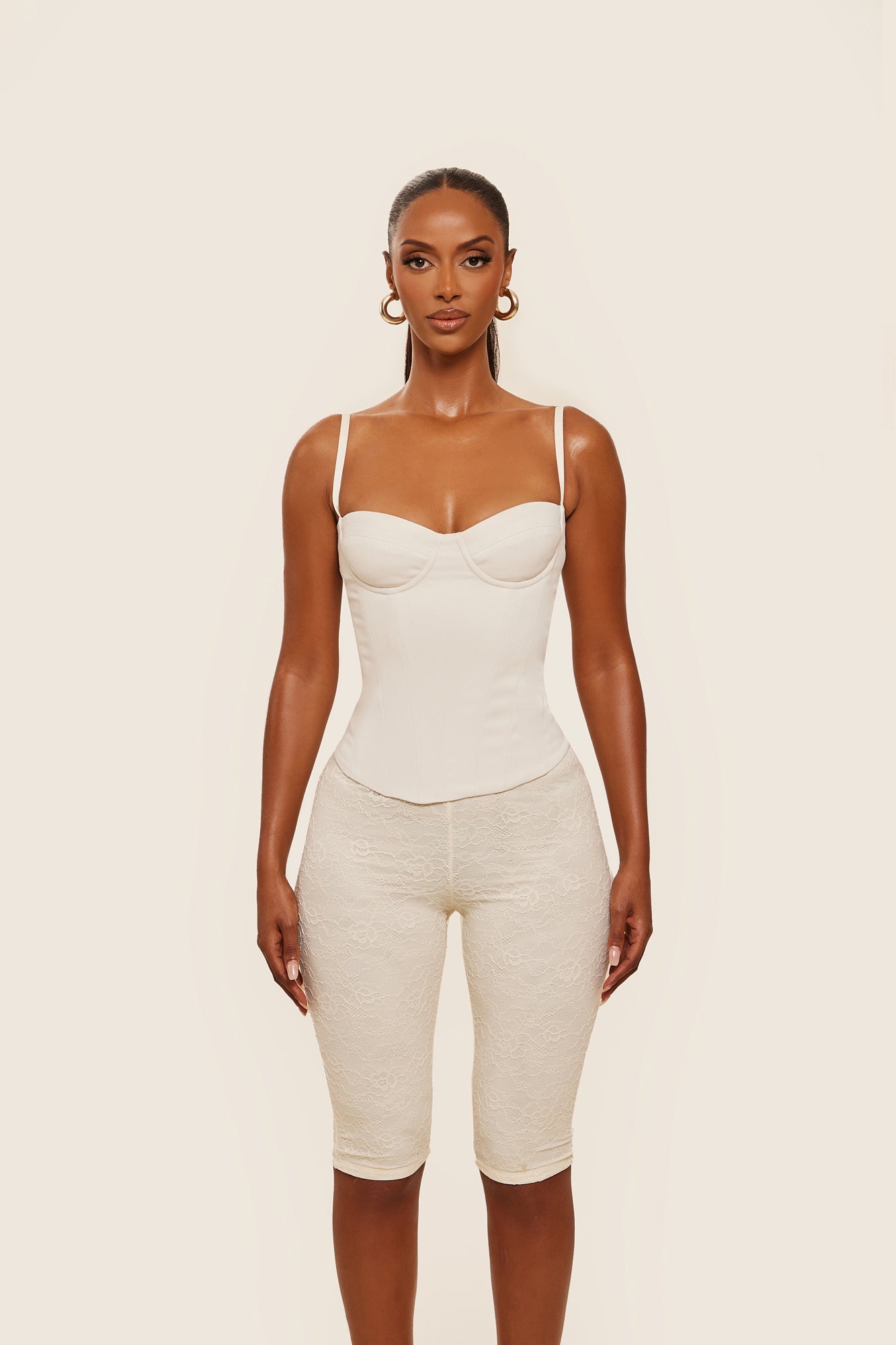 The Brielle Capri Bottoms in Off White