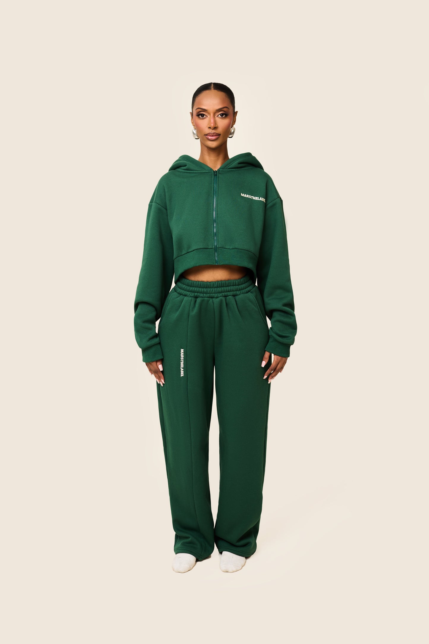 The Essentials Cropped Jacket in Forest Green