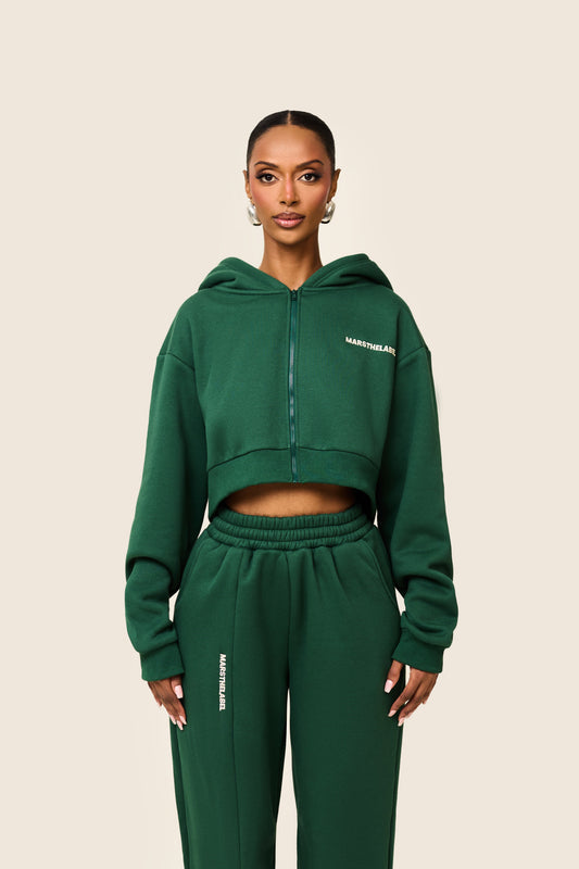 The Essentials Cropped Jacket in Forest Green