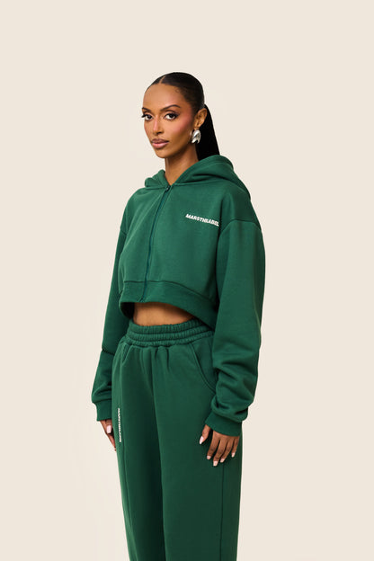 The Essentials Cropped Jacket in Forest Green