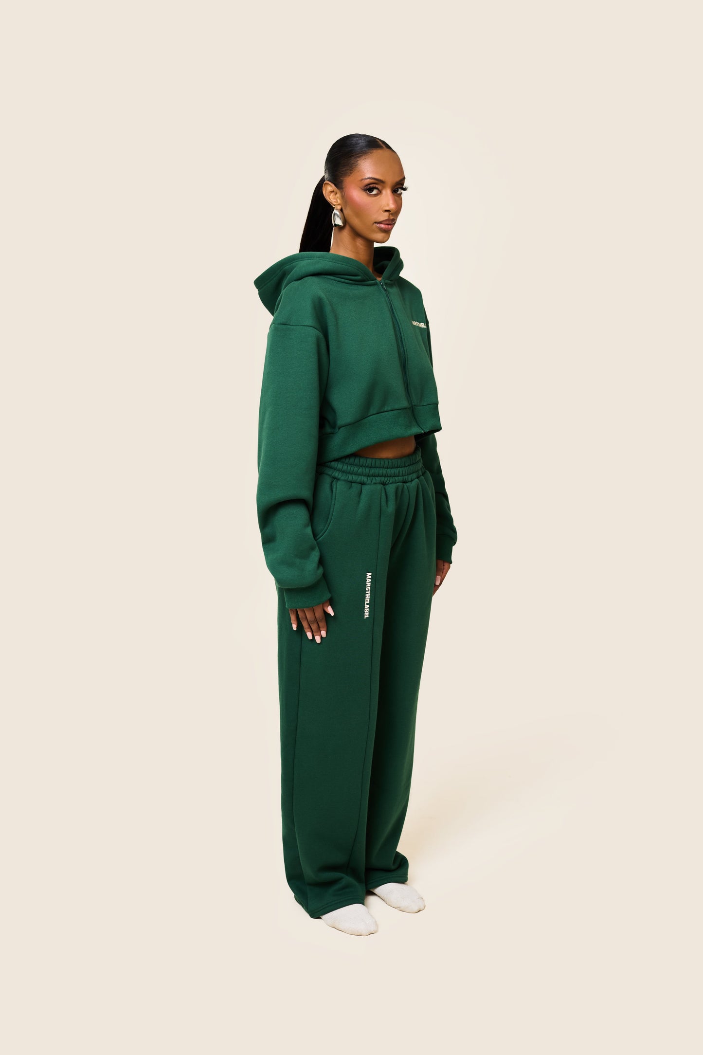 The Essentials Cropped Jacket in Forest Green